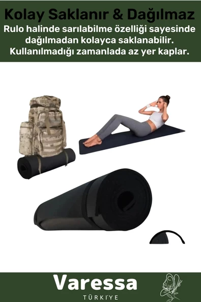 Premium Su Geçirmez 182x60cm Hafif Pratik Dayanıklı Isı Yalıtım 12mm Kalınlık Köpük Askeri Haki Mat - 4
