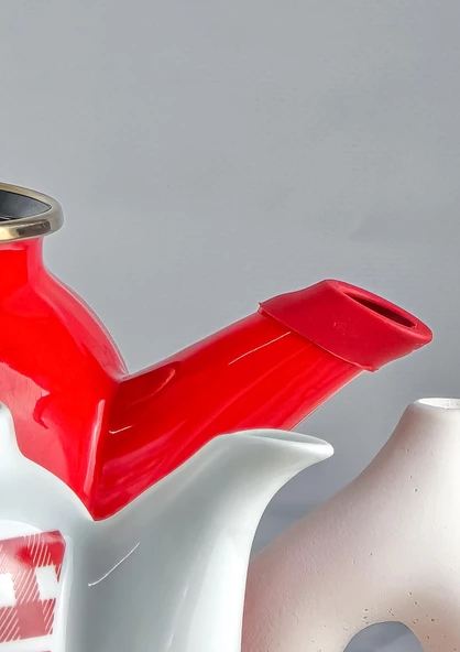 Alev Emaye Porselen Çaydanlık Takımı - Emaye Kettle Porselen Demlik - 3.5 Litre - 3