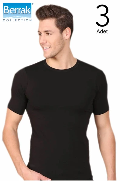 Berrak 3 Lü Paket Erkek Elestan Sıfır Yaka Kısa Kol Badi Tişört 1024 - 3