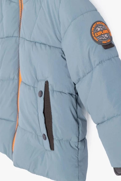 Koton Erkek Bebek Şişme Mont Kapşonlu Çıtçıt Detaylı İçi Polar Astarlı - 3