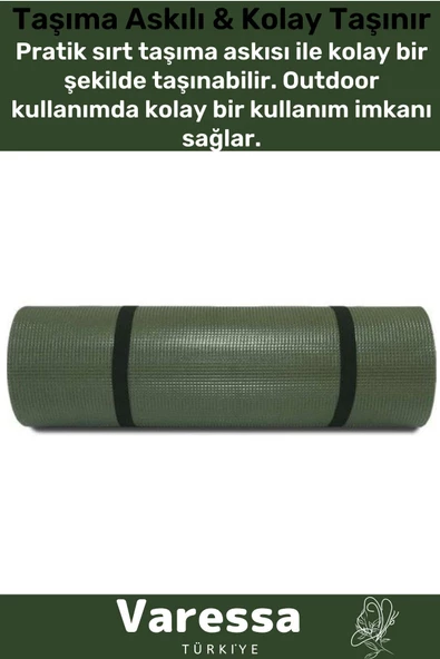 Premium Su Geçirmez 182x60cm Hafif Pratik Dayanıklı Isı Yalıtım 12mm Kalınlık Köpük Askeri Haki Mat - 2