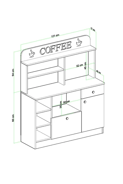 Evdemo Barista Kahve Köşesi Çok Amaçlı Dolap Beyaz - 5