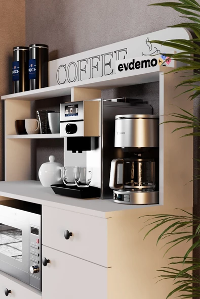Evdemo Barista Kahve Köşesi Çok Amaçlı Dolap Beyaz - 4