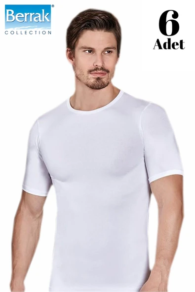 Berrak 6 Lı Paket Erkek Elestan Sıfır Yaka Kısa Kol Badi Tişört 1024 - 2