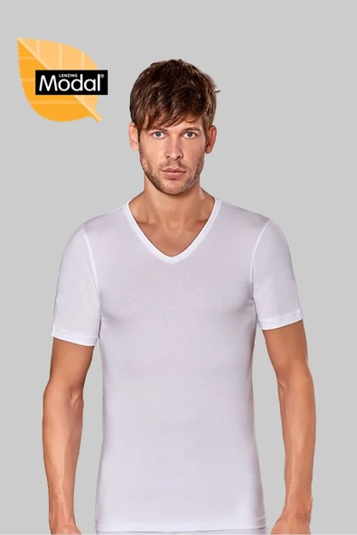 Berrak Erkek Modal V Yaka Kısa Kol Badi Tişört 1037 - Resim 3