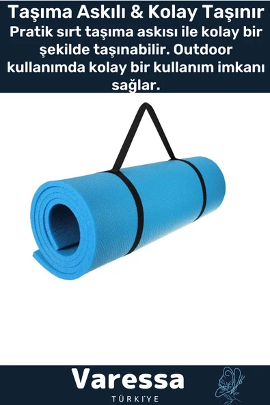 Premium Su Geçirmez Konforlu Taşıma Askılı Çift Taraflı Zemin Çadır Uyku Kamp Matı Yer Minderi 6,5mm - 2