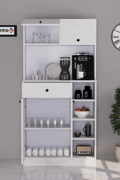 Evdemo Pera Kahve Köşesi Çok Amaçlı Dolap Beyaz - 4