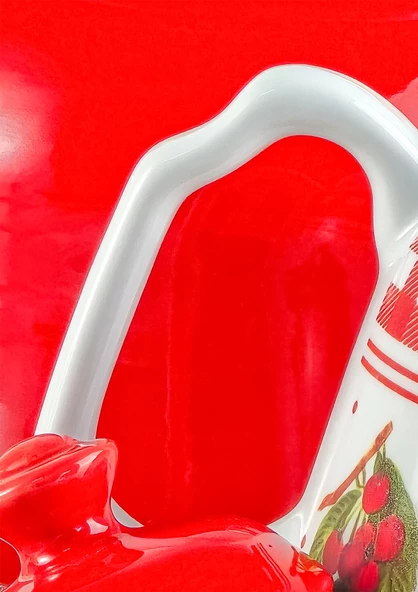 Alev Emaye Porselen Çaydanlık Takımı - Emaye Kettle Porselen Demlik - 3.5 Litre - 5