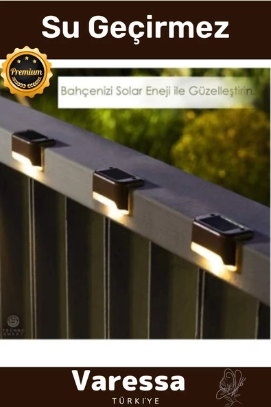 Ultra Premium Seri Dış Mekan Bahçe Balkon Teras Solar Su Geçirmez Merdiven Lambası Sensörlü 4 Adet - 2