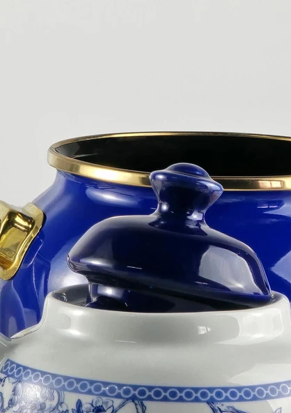 Alev Emaye Porselen Çaydanlık Takımı - Emaye Kettle Porselen Demlik - 3.5 Litre - 9