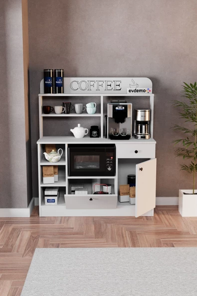 Evdemo Barista Kahve Köşesi Çok Amaçlı Dolap Beyaz - 3