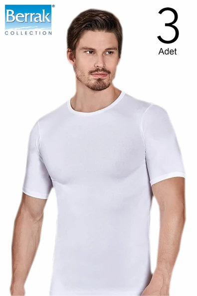 Berrak 3 Lü Paket Erkek Elestan Sıfır Yaka Kısa Kol Badi Tişört 1024 - 2