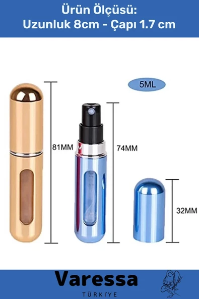 Deluxe Seri Doldurulabilir Parfüm Şişesi Cep Boy Kolay Taşınabilir Çanta İçi Mini 5 Ml 10 Adet - 3