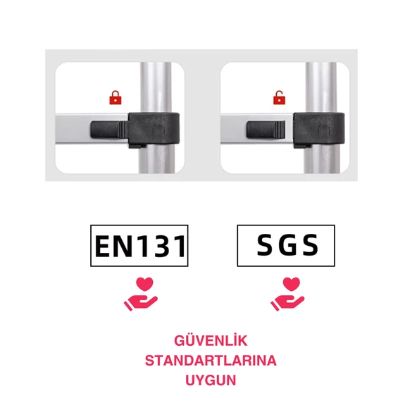 Endokon 160 + 160 cm. - 5+5 Basamaklı Teleskopik Merdiven - A Tipi Uzayan Merdiven - 6