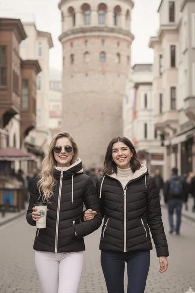 Günlük Kısa Kapüşonlu Kışlık Şişme Kadın Mont - Resim 2