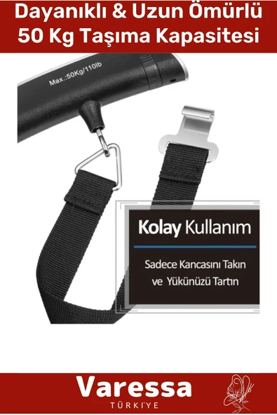 Deluxe Lcd Ekran Dijital Seyahat Bavul Ağırlık Çok Amaçlı Taşınabilir Uçak Bagaj Tartısı Max 50 Kg - 3
