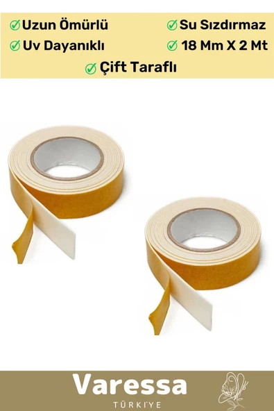 Süper Güçlü Uzun Ömürlü Kuvvetli Yapışkan Kolay Uygulanır İz Bırakmaz Çift Taraflı Köpük 2li Bant - 2