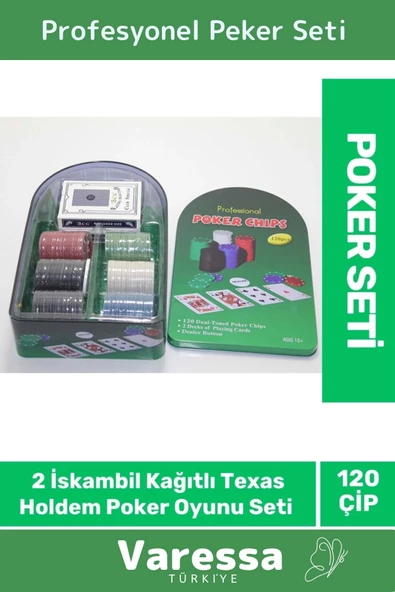 Yeni Profesyonel Blackjack 120 Çipli 2 İskambil Kağıtlı Texas Holdem Casino Metal Poker Oyunu Seti