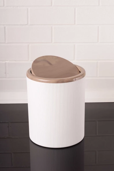 Lüks Mermer Desenli Çizgili Banyo Seti - 5li Banyo Set Beyaz - 4