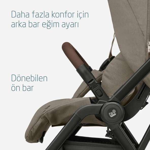 Maxi-Cosi Leona2 Çift Yönlü Uzatılabilir Sırt Desteği Tam Yatabilir Bebek Arabası Twillic Truffle - Resim 11