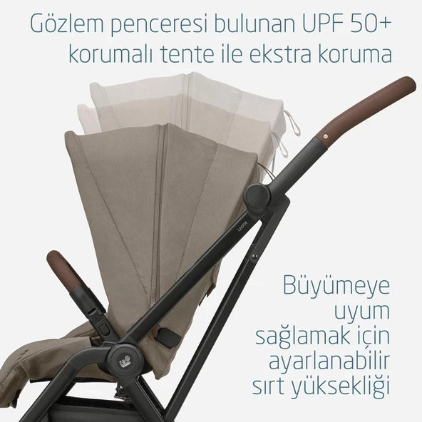 Maxi-Cosi Leona2 Çift Yönlü Uzatılabilir Sırt Desteği Tam Yatabilir Bebek Arabası Twillic Truffle - Resim 9