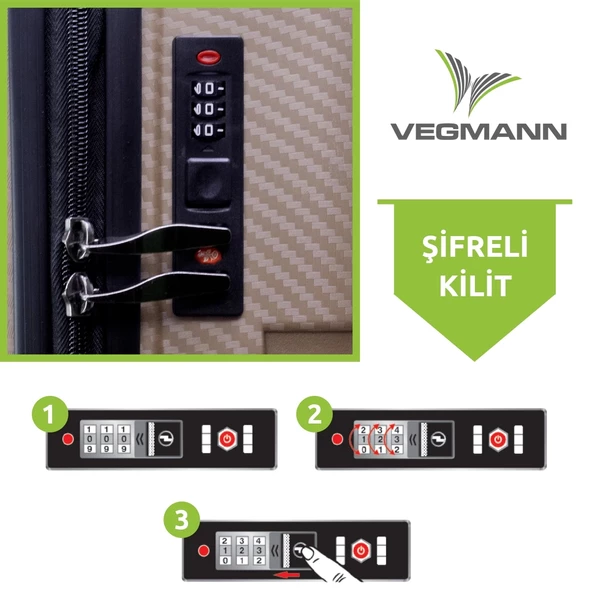 Vegmann Polipropilen (PP) Atlas Gold Büyük Boy Valiz - Resim 4