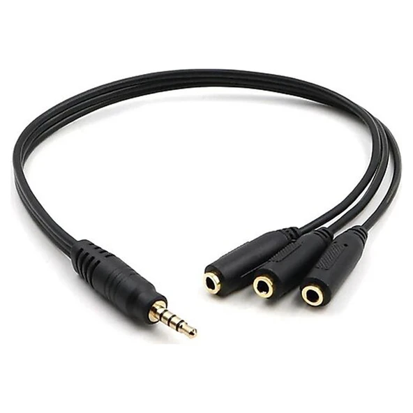 Ayt Kulaklık Çoklayıcı 3.5 Mm Erkek 1x3 Stereo Dişi X 3 30 Cm Y Kablo Aux Çoğaltıcı Jack Kablo