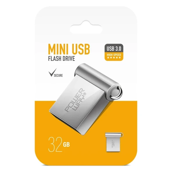 Powerway 32 GB USB 3.0 Metal Mini Flash Bellek Hafıza Saklama Alanı - 4
