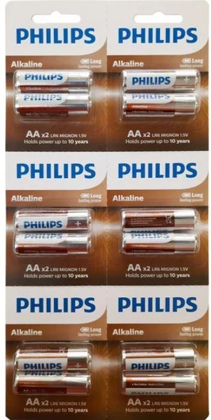 Philips AA Alkalin Kalem Pil 12'li Kartela 1.5 Volt 12 Adet - 2
