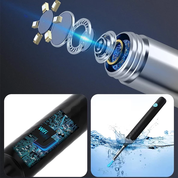 Ayt T5 5 MP Kamera 3.5mm Lens Şarjlı Wifi Görüntülü Kulak Temizleyici Siyah Renk Endoskopik Kulak Temizleyici - 4