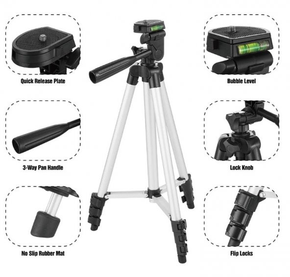 Telefon ve Kamera Tutucu Tripot Ayak 150 cm (Telefon Tutuculu)