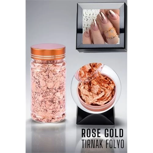 Tırnak Süsü Gümüş Folyo Rose Gold