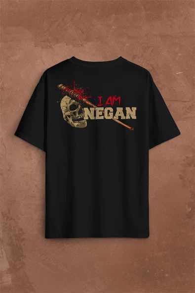 I Am Negan The Walking Dead Yürüyen Ölüler Sırt Ön Baskılı Oversize Tişört Unisex T-Shirt