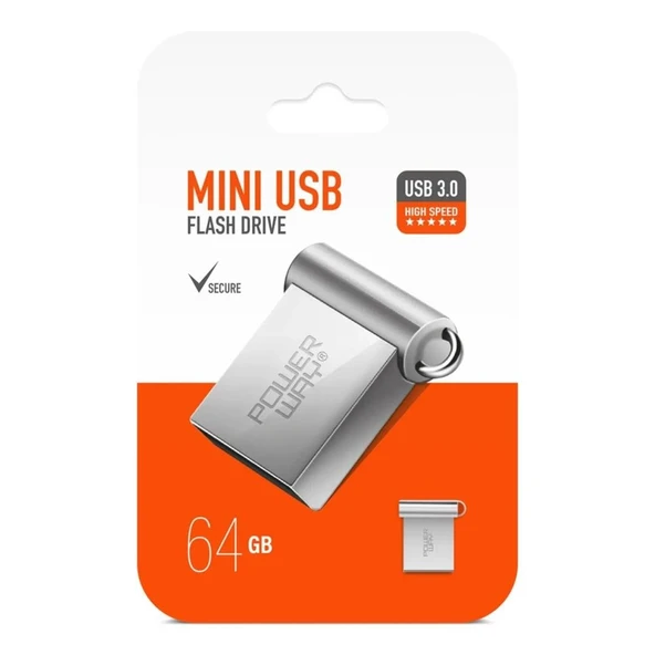 Powerway 64 GB USB 3.0 Metal Mini Flash Bellek Hafıza Saklama Alanı - 4