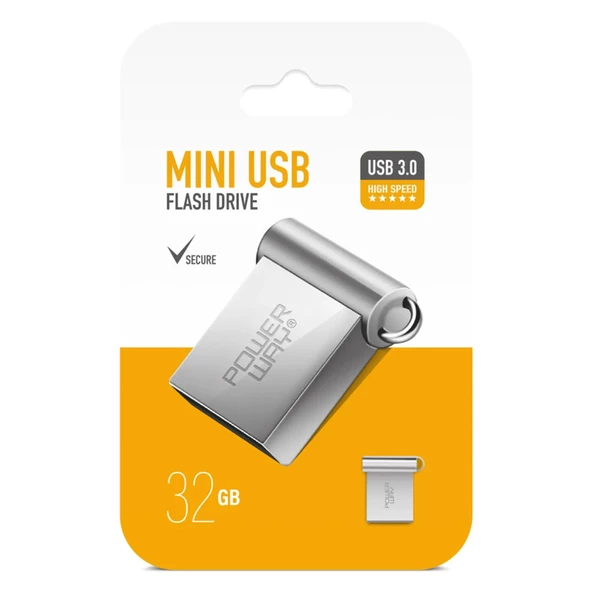 Powerway 32 GB USB 3.0 Metal Mini Flash Bellek Hafıza Saklama Alanı