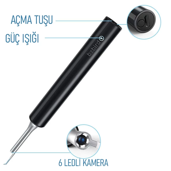 Ayt T5 5 MP Kamera 3.5mm Lens Şarjlı Wifi Görüntülü Kulak Temizleyici Siyah Renk Endoskopik Kulak Temizleyici - 5