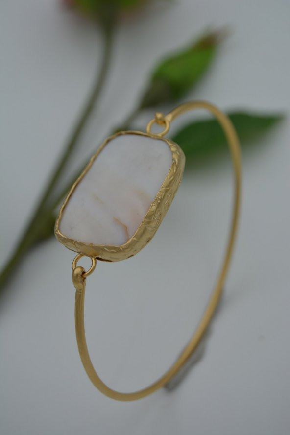 STONEAGE Bayan Bileklik Altın Kaplama Sedef Taşlı - Resim 2