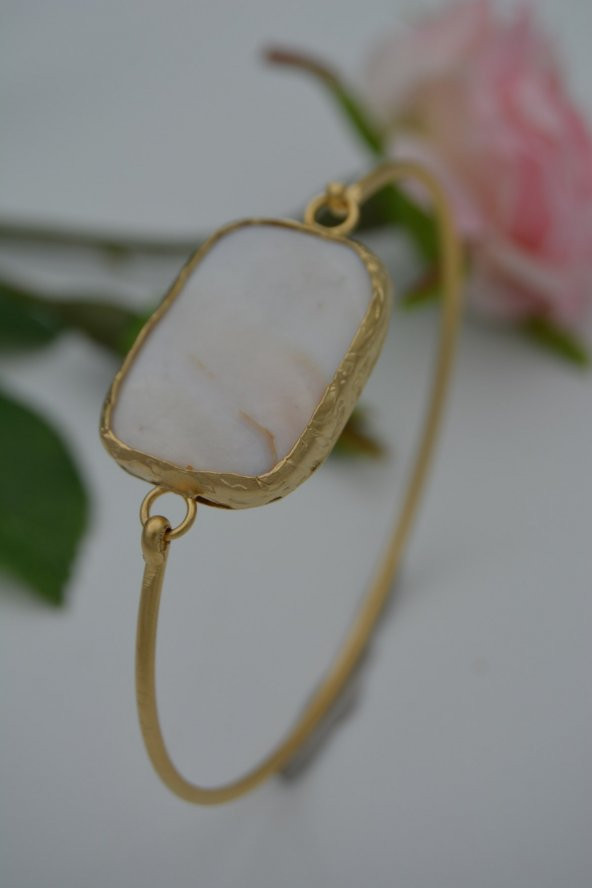 STONEAGE Bayan Bileklik Altın Kaplama Sedef Taşlı - Resim 3