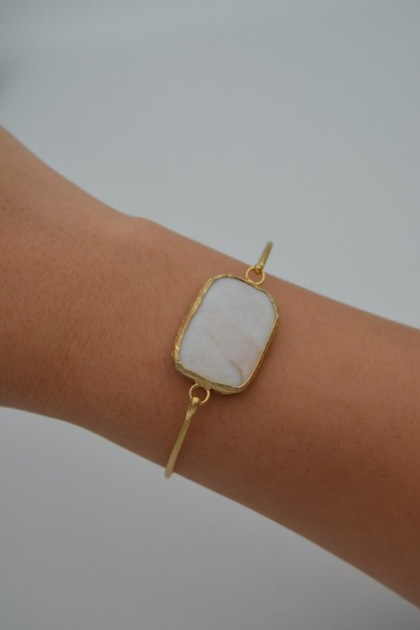 STONEAGE Bayan Bileklik Altın Kaplama Sedef Taşlı - Resim 4