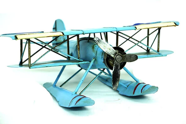 Dekoratif Metal Uçak Çift Kanatlı C0221 Model-M124 - 2