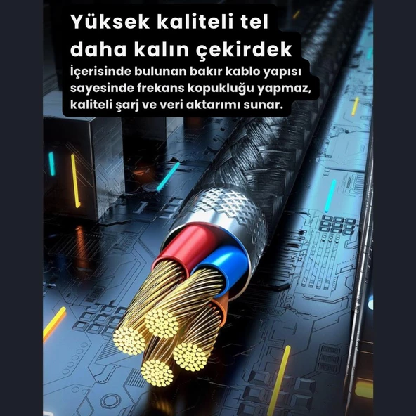 Coofbe Super Şarj 5A 66W Type-C Şarj Kablosu Kısa Type-C Powerbank Şarj Kablosu Örgü Kopmaz Kablo - 5