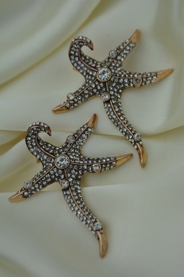 STONEAGE Deniz Yıldızı Zirkon Taşlı Bayan Küpe - Resim 6