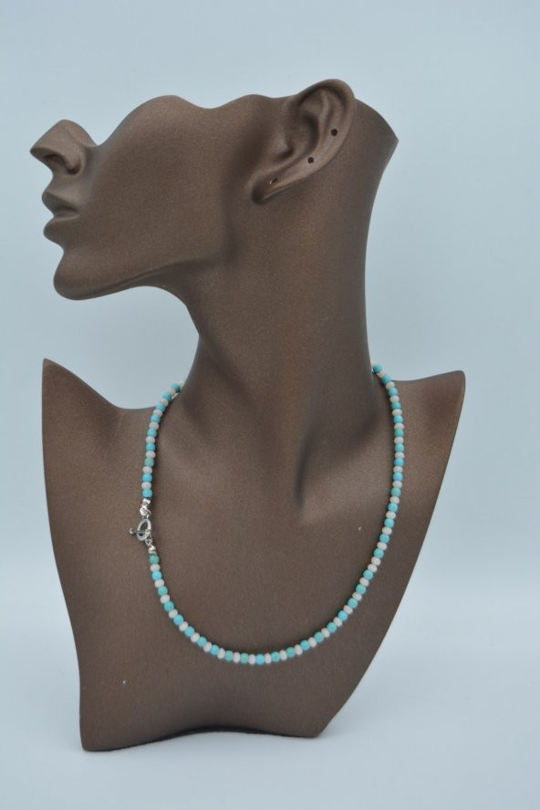 STONEAGE Çek Kristali ve Turkuaz Taşlı Nazara Karşı Şifa Kolyesi - Resim 2