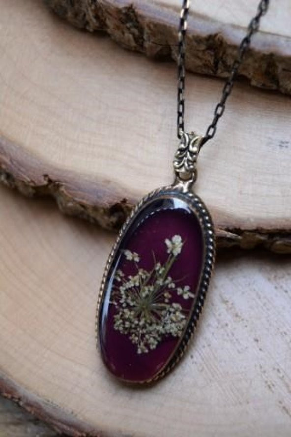 STONEAGE Gerçek Çiçeklerden Yaşayan Bayan Kolye - Resim 2