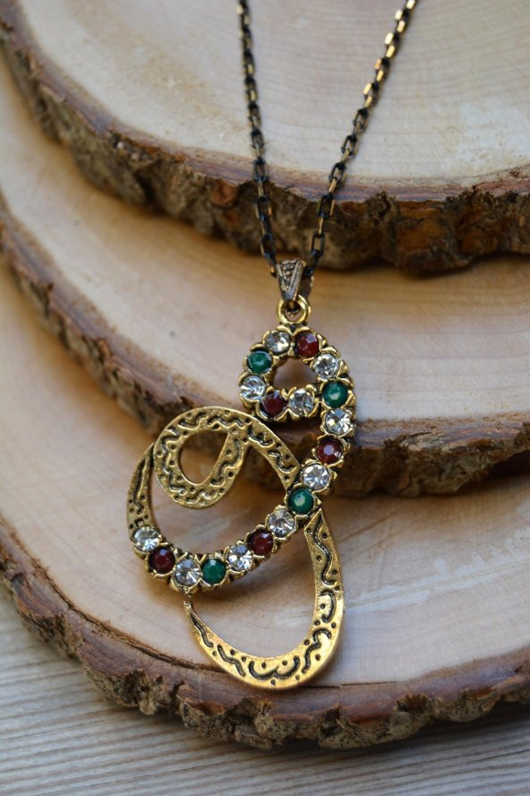 STONEAGE Çift Vav Bayan Kolye Zincir Hediyeli - Resim 2