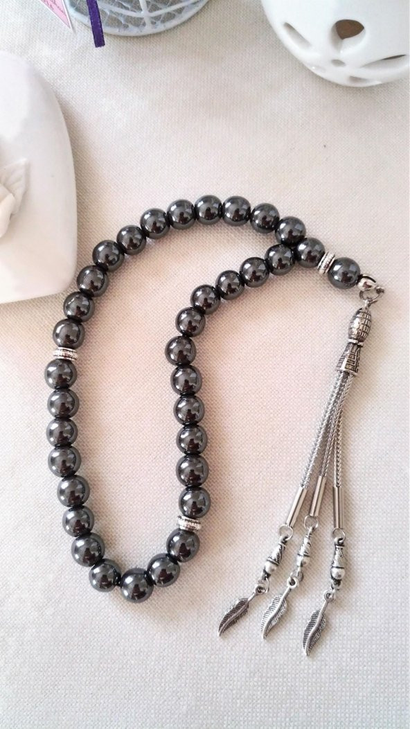 STONEAGE Erkek Tespih Gri Hematit Doğal Taş - Resim 3