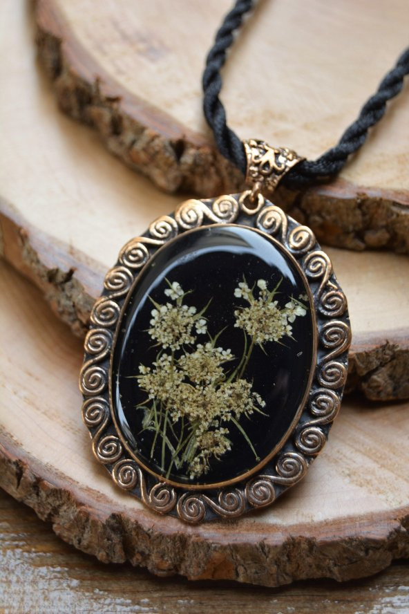 STONEAGE Gerçek Çiçek Yaşayan Bayan El Yapımı Kolye - Resim 2