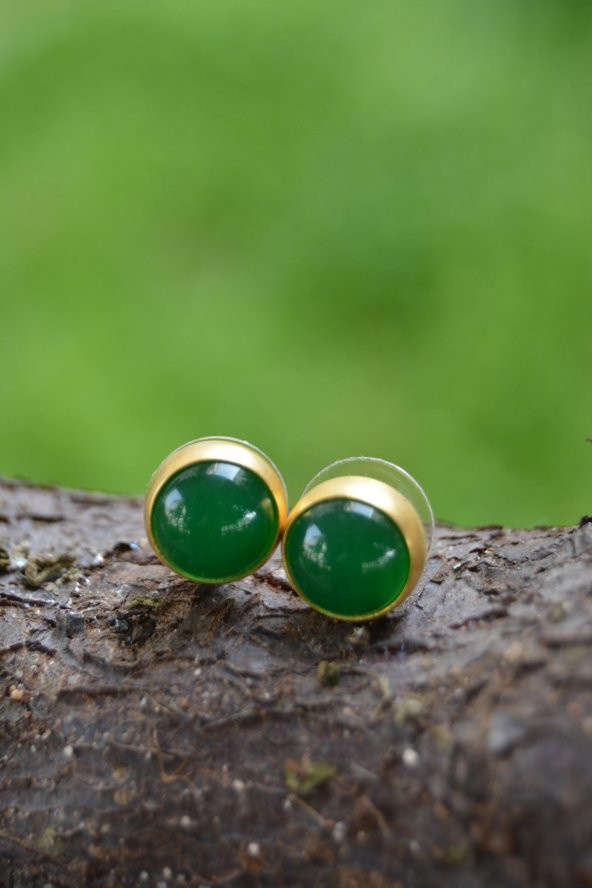 STONEAGE El Sıvaması Yeşim Doğal Taş Bayan Küpe - Resim 3