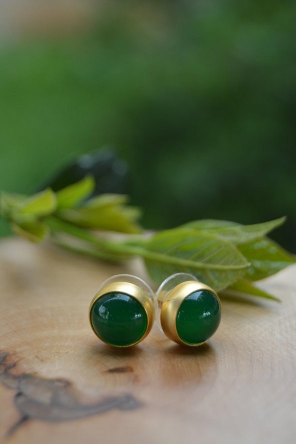 STONEAGE El Sıvaması Yeşim Doğal Taş Bayan Küpe - Resim 5