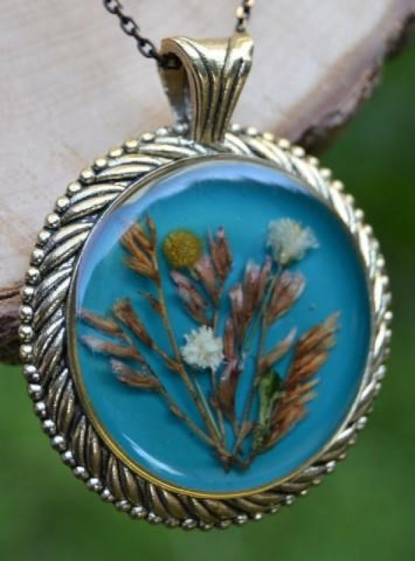 STONEAGE Gerçek Çiçek El Yapımı Bayan Yaşayan Kolye - Resim 6